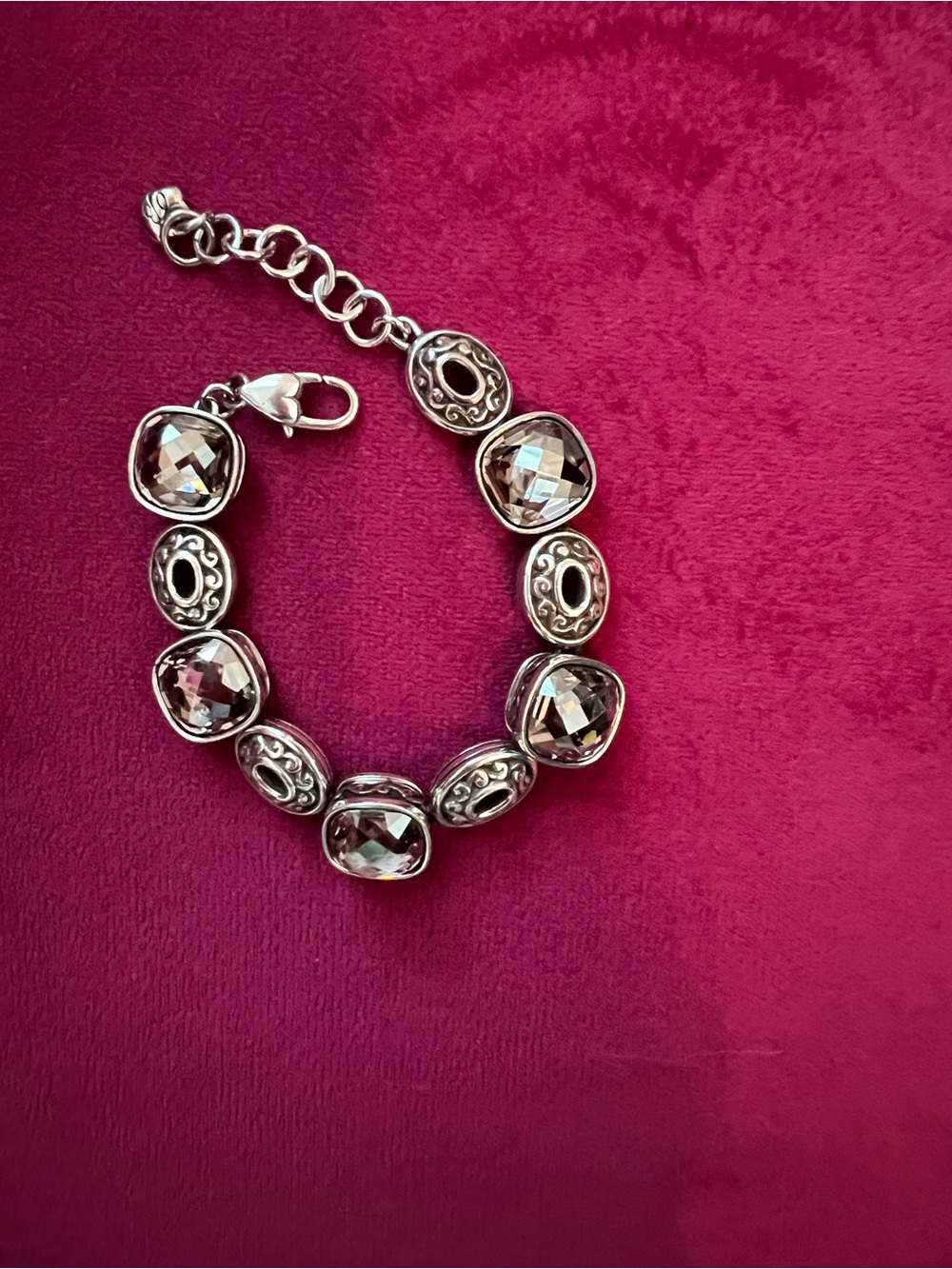 Brighton Silver-Tone Faceted Crystal Link Bracelet